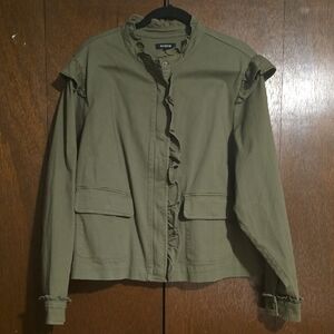 Torrid Lightweight Twill Ruffle Utility Jacket